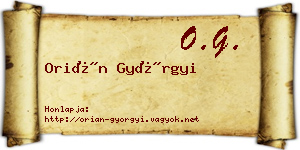 Orián Györgyi névjegykártya